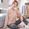 Image of Long Sleeve Top Long Pant Pajamas Set Woman Sleepwear