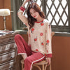 Image of Long Sleeve Top Long Pant Pajamas Set Woman Sleepwear