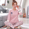 Image of Long Sleeve Top Long Pant Pajamas Set Woman Sleepwear