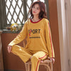 Image of Long Sleeve Top Long Pant Pajamas Set Woman Sleepwear