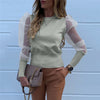 Image of New Women Mesh Sheer Blouse See-through Puff Long Sleeve Blouse