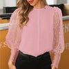 Image of New Women Mesh Sheer Blouse See-through Puff Long Sleeve Blouse