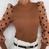 Image of New Women Mesh Sheer Blouse See-through Puff Long Sleeve Blouse