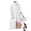 Image of Stand Collar White Duck Down Inner Women Light Long Jacket Coat Women Coat