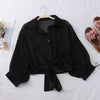 Image of Lantern Sleeve Chiffon Shirts Women Workwear Lady Buttoned Up Shirt