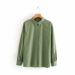 Women Long Sleeves Cotton Blouse Pleated Design