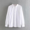 Image of Women Long Sleeves Cotton Blouse Pleated Design