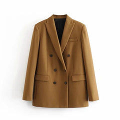 Winter Women Double Breasted Blazer Coat  Office Ladt Slim Elegant Jackets