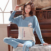 Image of Long Sleeve Top Long Pant Pajamas Set Woman Sleepwear