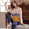 Image of Long Sleeve Top Long Pant Pajamas Set Woman Sleepwear