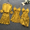 Image of Summer New 4 Pcs Set Women Pyjama Satin High Quality Lace Sexy Sleepwear