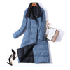 Image of Stand Collar White Duck Down Inner Women Light Long Jacket Coat Women Coat