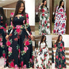 Image of Elegant Spring Autumn Women Dress 2019 Casual Bohmia Flower Print Maxi Dresses Fashion Hollow Out Tunic Vestidos Dress Plus Size