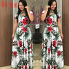 Image of Elegant Spring Autumn Women Dress 2019 Casual Bohmia Flower Print Maxi Dresses Fashion Hollow Out Tunic Vestidos Dress Plus Size