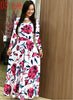 Image of Elegant Spring Autumn Women Dress 2019 Casual Bohmia Flower Print Maxi Dresses Fashion Hollow Out Tunic Vestidos Dress Plus Size