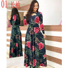 Image of Elegant Spring Autumn Women Dress 2019 Casual Bohmia Flower Print Maxi Dresses Fashion Hollow Out Tunic Vestidos Dress Plus Size