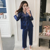 Image of Women Silk Pajama Sets Satin Pyjama Sleepwear Long Sleeve