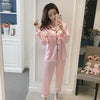 Image of Women Silk Pajama Sets Satin Pyjama Sleepwear Long Sleeve