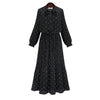 Image of 2020 New Spring  Round Neck Long Sleeve Solid Black Chiffon