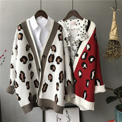 Autumn Winter Knitted Leopard Sweaters