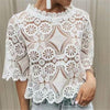 Image of Women Blouse Tunic Sexy Sleeveless Lace Shirt