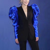 Image of Patchwork Hit Color Women's Blazer Puff Sleeve Notched Female Blazers
