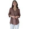 Image of YMING Fashion Ladies Top Zipper Chiffon Top Office Casual Ladies Top Summer Ladies Top Long Sleeve Shirt Solid Color Blusas