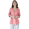 Image of YMING Fashion Ladies Top Zipper Chiffon Top Office Casual Ladies Top Summer Ladies Top Long Sleeve Shirt Solid Color Blusas