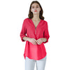 Image of YMING Fashion Ladies Top Zipper Chiffon Top Office Casual Ladies Top Summer Ladies Top Long Sleeve Shirt Solid Color Blusas