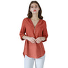 Image of YMING Fashion Ladies Top Zipper Chiffon Top Office Casual Ladies Top Summer Ladies Top Long Sleeve Shirt Solid Color Blusas