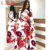 Image of Elegant Spring Autumn Women Dress 2019 Casual Bohmia Flower Print Maxi Dresses Fashion Hollow Out Tunic Vestidos Dress Plus Size