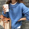 Image of Sweater Women 2020 Autumn Winter  Solid O Neck Pullover Sweaters