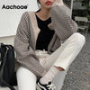 Image of Knitted Striped Cardigan Sweater Women Fashion Patchwork Top Autumn Winter 2020 Long Sleeve Casual Outwears V Neck Buttons Coat