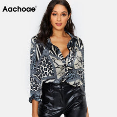 Women Blouses Sexy Leopard Blouse Shirt Long Sleeve Office Shirt 2020