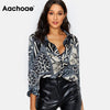 Image of Women Blouses Sexy Leopard Blouse Shirt Long Sleeve Office Shirt 2020