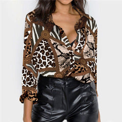 Women Blouses Sexy Leopard Blouse Shirt Long Sleeve Office Shirt 2020