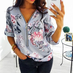 Spring Large Size Women 2020 Casual V Neck Shirt