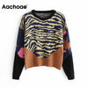 Image of Women Knitted Pullover 2020 Casual Patchwork Sweater Autumn and Winter