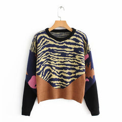 Women Knitted Pullover 2020 Casual Patchwork Sweater Autumn and Winter