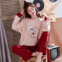 JULY'S SONG Women Pajamas Set Spring Autumn New Thin Cartoon Printed Long Sleeve Cute Sleepwear Casual Homewear Female Pyjamas