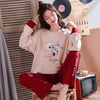 Image of JULY'S SONG Women Pajamas Set Spring Autumn New Thin Cartoon Printed Long Sleeve Cute Sleepwear Casual Homewear Female Pyjamas