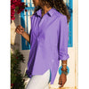 Image of Split Hem Button Detail Tunics Women 5XL Plus Size Chiffon