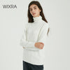 Image of Wixra Women Soft Solid Knitted Sweaters Ladies Long Sleeve Casual Turtleneck