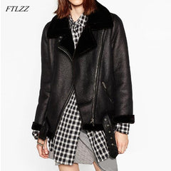 2020 New Winter Women Sheepskin Coats Thicken Faux Leather Fur Female Coat