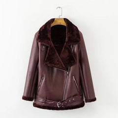 2020 New Winter Women Sheepskin Coats Thicken Faux Leather Fur Female Coat