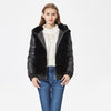 Image of real rex rabbit fur coat with hood down coat jacket sleeves sporty fashion real fur jacket hooded