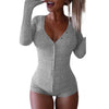 Image of Free Ostrich Bodysuit Womens Sexy V Neck Stretch Long Sleeve