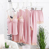 Image of Women Satin Sleepwear 5 Pieces Pyjamas Sexy Lace Pajamas Sleep Lounge