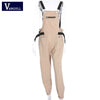 Image of Vangull New Khaki Rompers Womens Jumpsuit Long Elegant Zipper Pockets Sleeveless