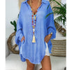 Image of Cotton Linen Women's And Blouses Plus Size Long Sleeve